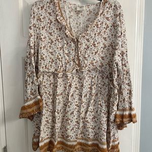 Three quarter sleeve brown Paisley Print Shirt